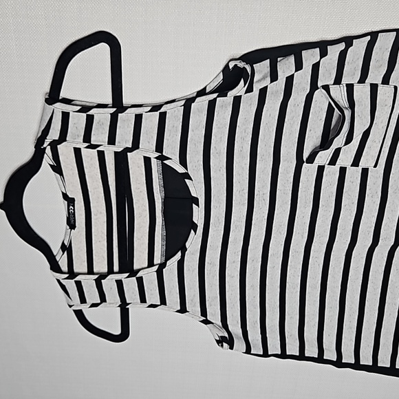Papermoon Tank Top Gray and White Stripe with Pocket and Sheer Black Back Size M - Picture 6 of 15